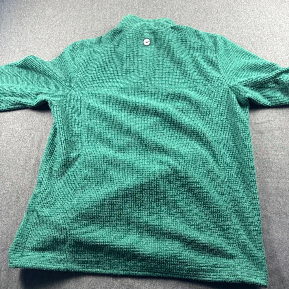 Hi-Tec Mens Green Waffle Grid Fleece Snap Neck Pullover Sweater Size M